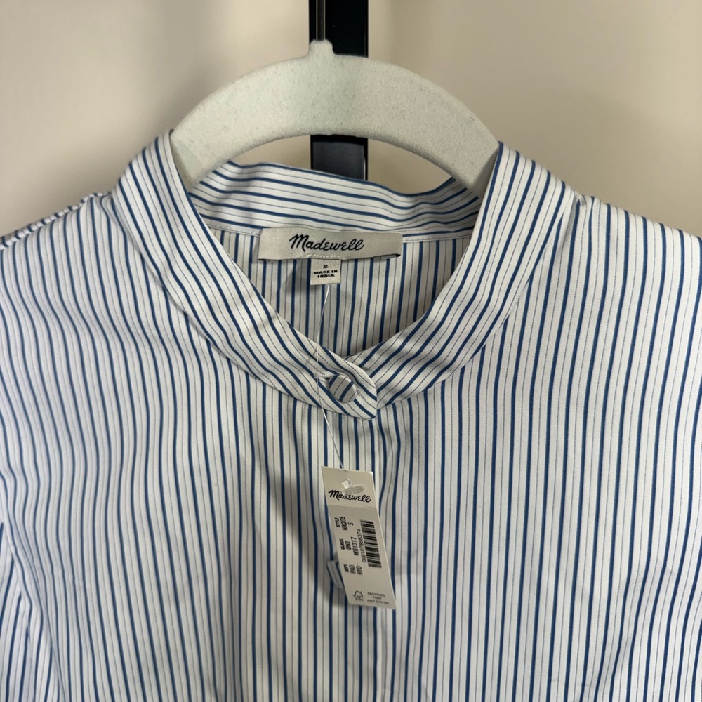 MADEWELL Puff-Sleeve Button-Up Long Sleeve Shirt - size Small - Picture 8 of 9